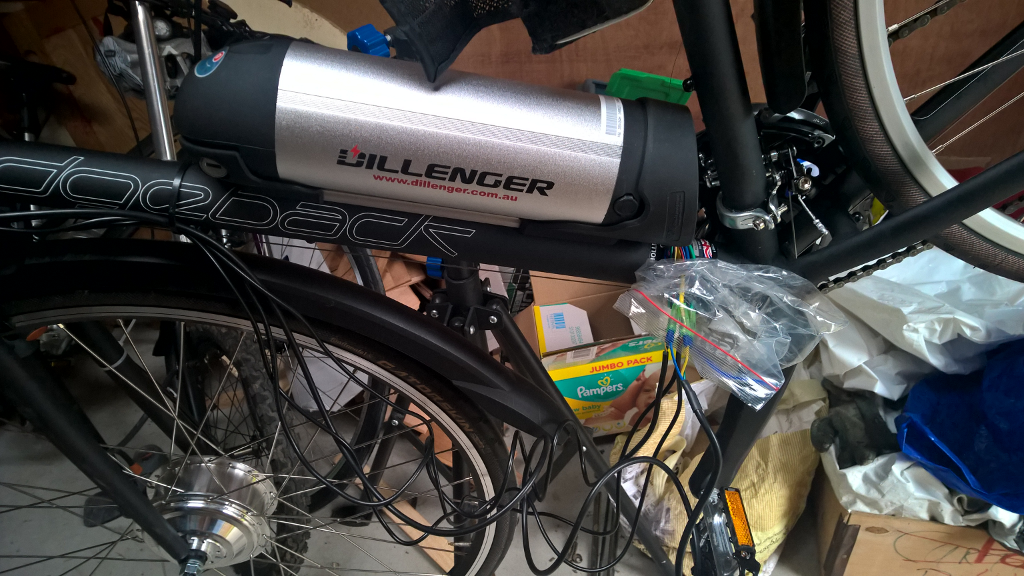 The battery holder mounts onto the bottle holder of the bike